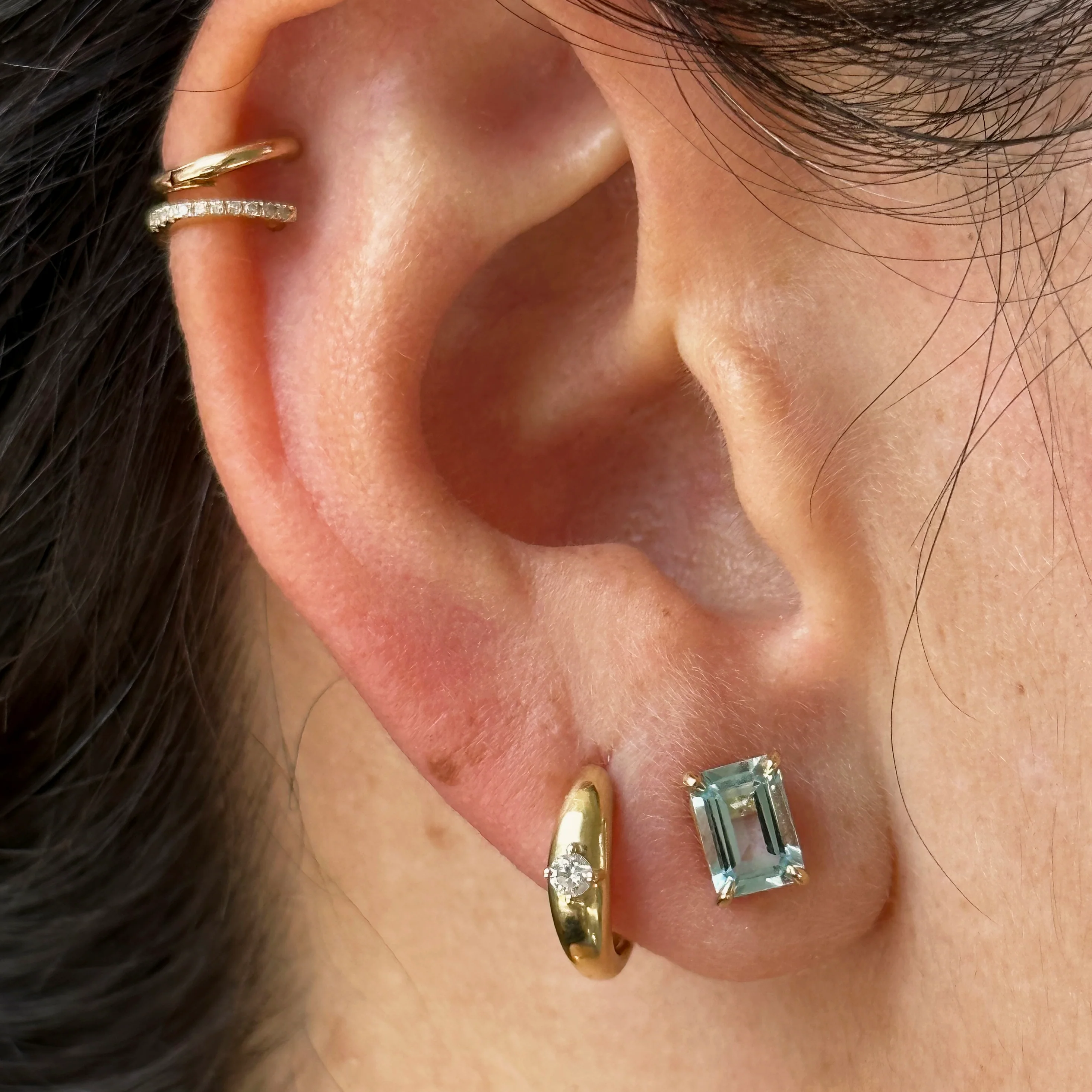 3ct Aquamarine Emerald Cut Earrings - Image 3