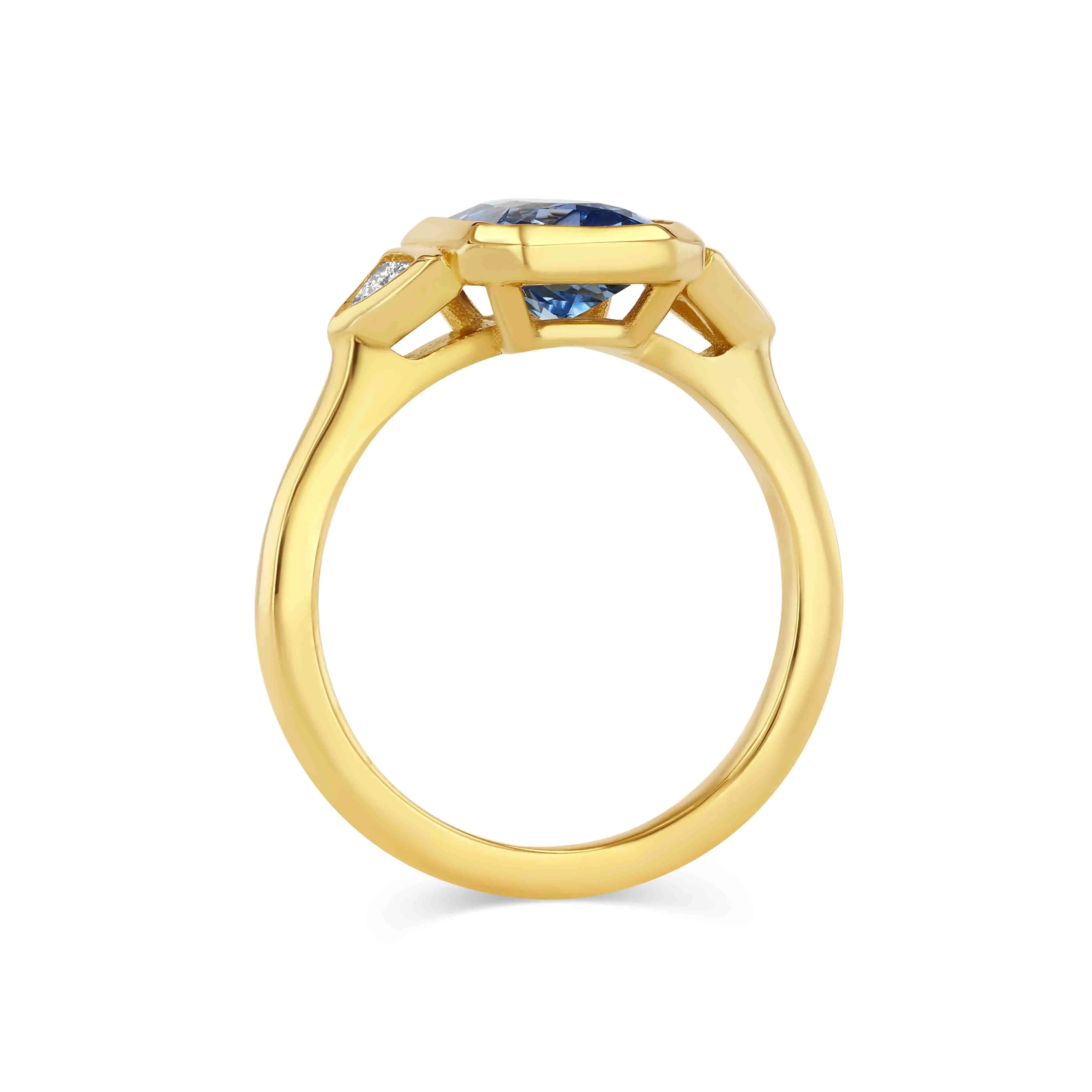 2.08ct Sapphire and Diamond Trillion Three Stone Ring - Image 3