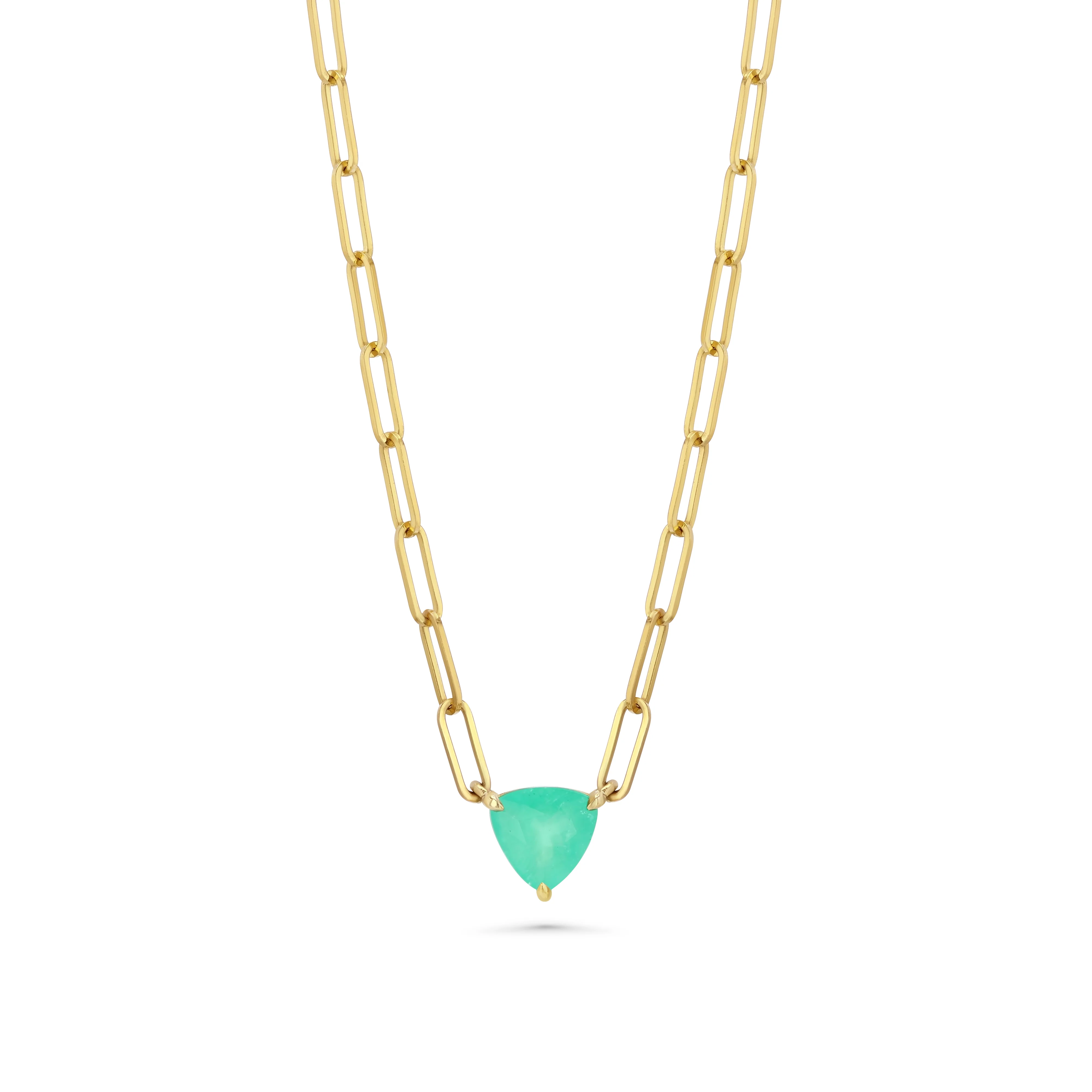 2.36ct Colombian Emerald Trilliant Necklace