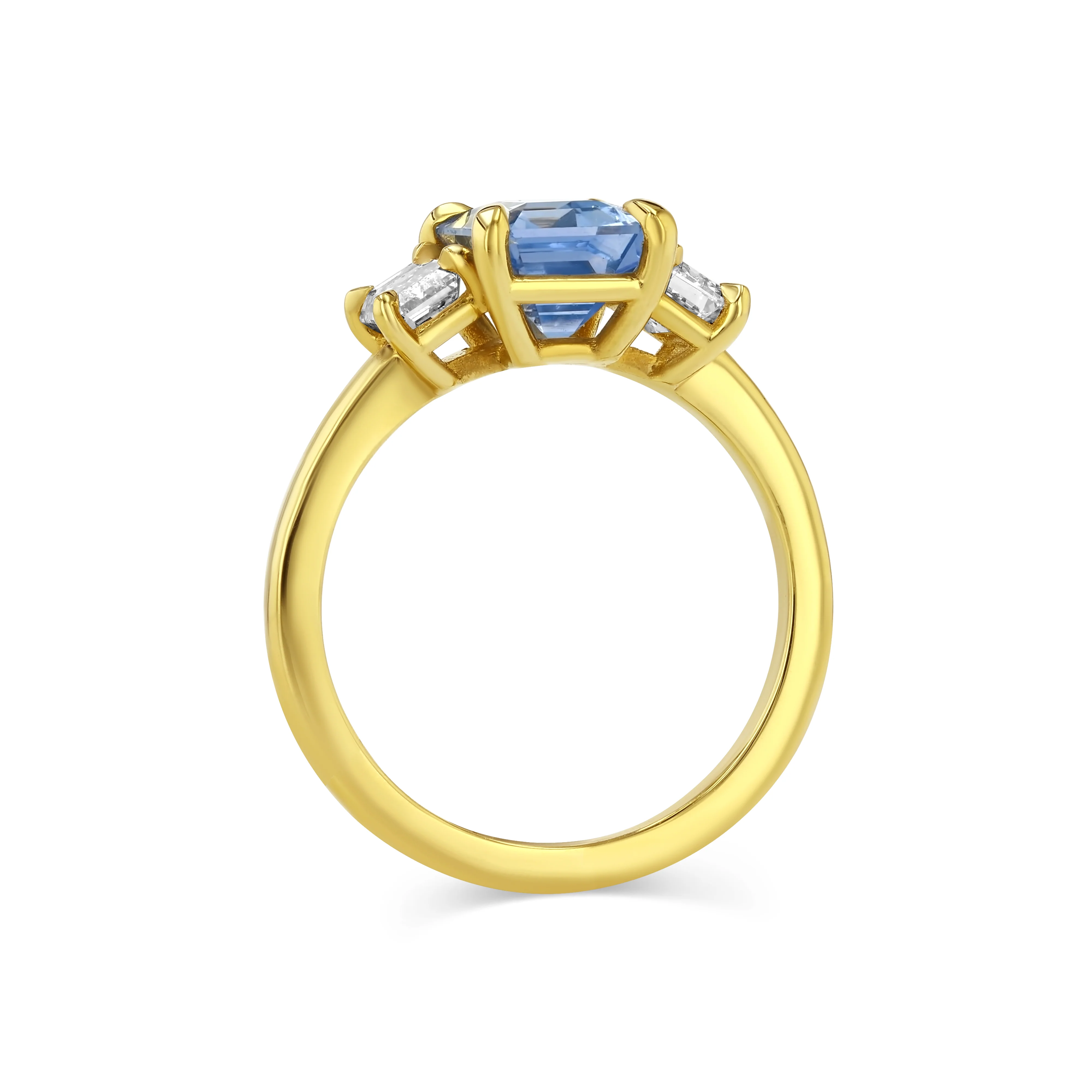 2.67ct Sapphire and Lab Diamond Three Stone Ring - Image 3