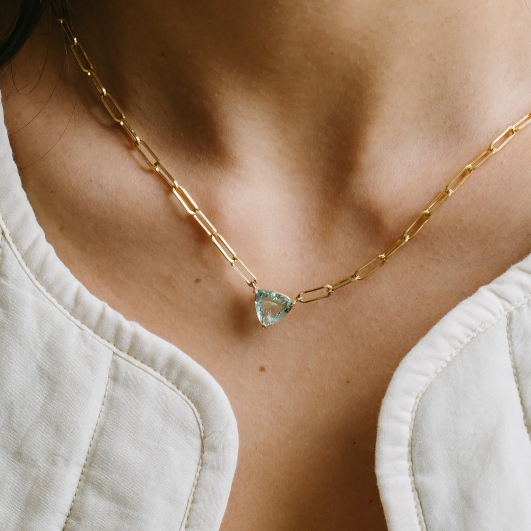 2.70ct Aquamarine Trilliant Necklace - Image 3