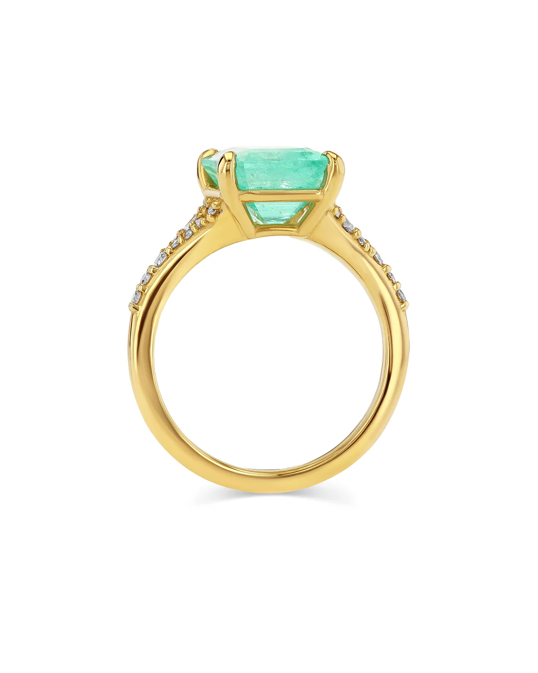 3.48ct Emerald and Confetti Diamond Lark Ring - Image 2