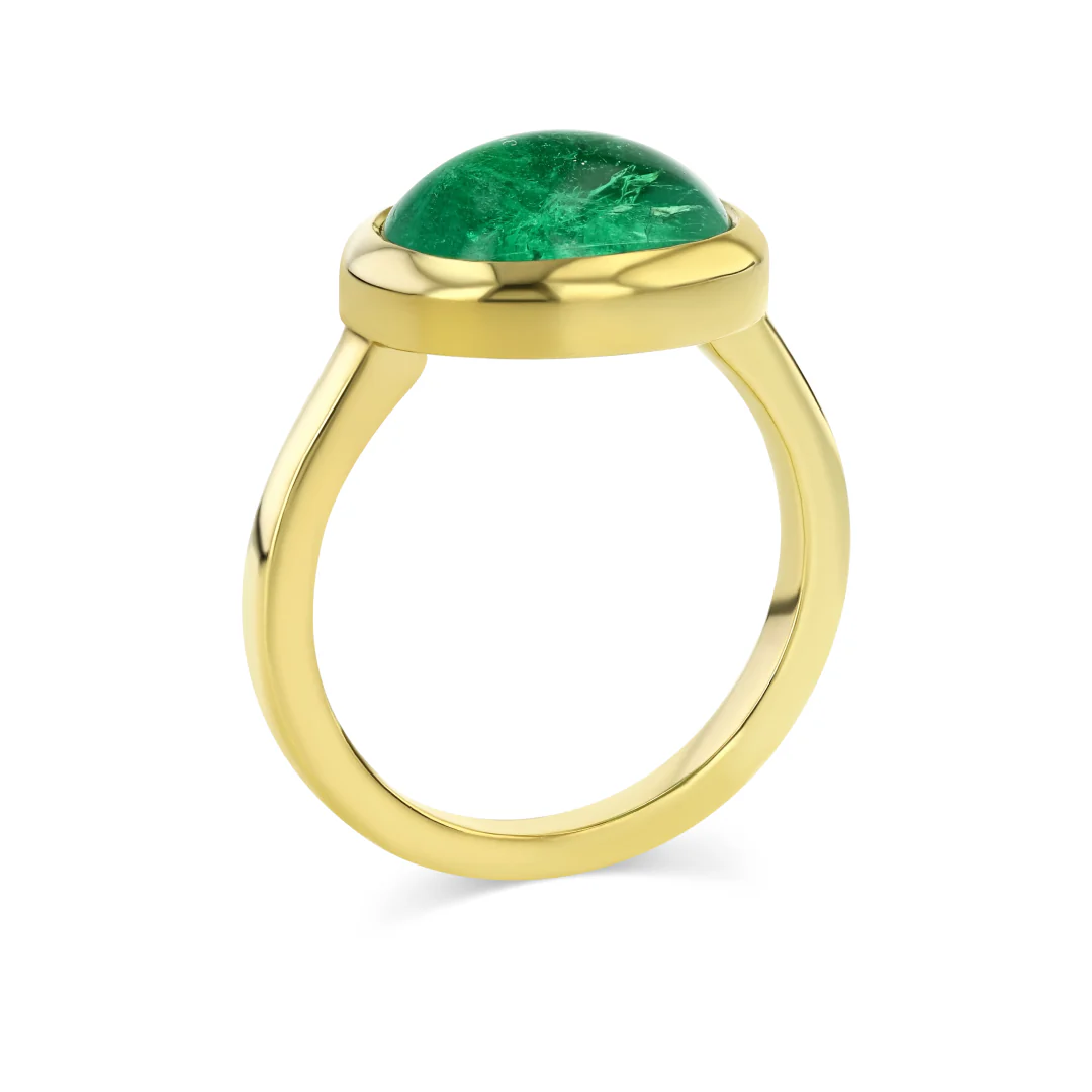 4.41ct Muzo Emerald Cabochon Bezel Ring - Image 3