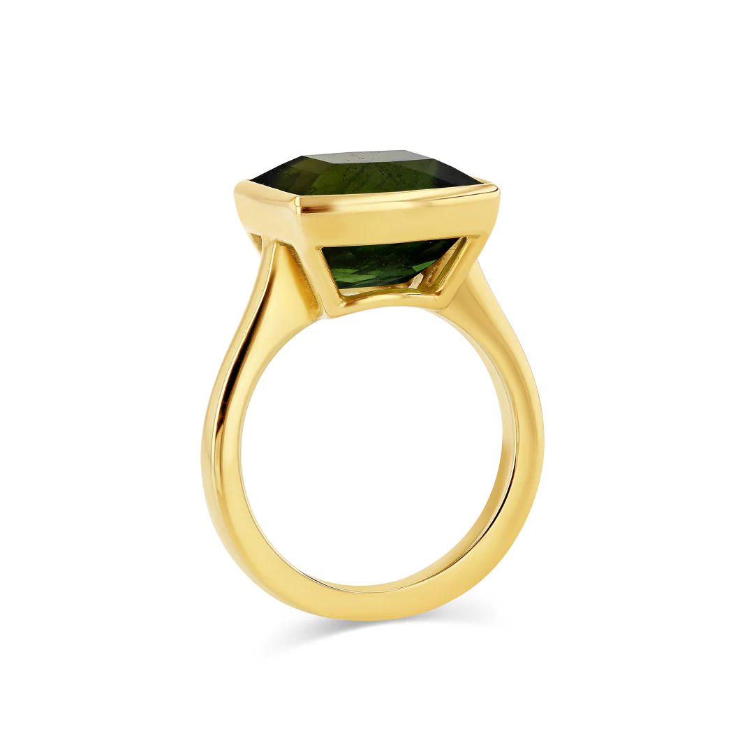 6.58ct Green Tourmaline Bezel Ring - Image 3