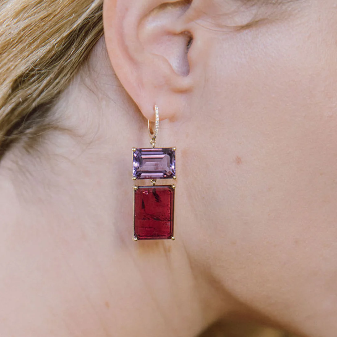 AMETHYST & TOURMALINE EARRINGS - Image 2