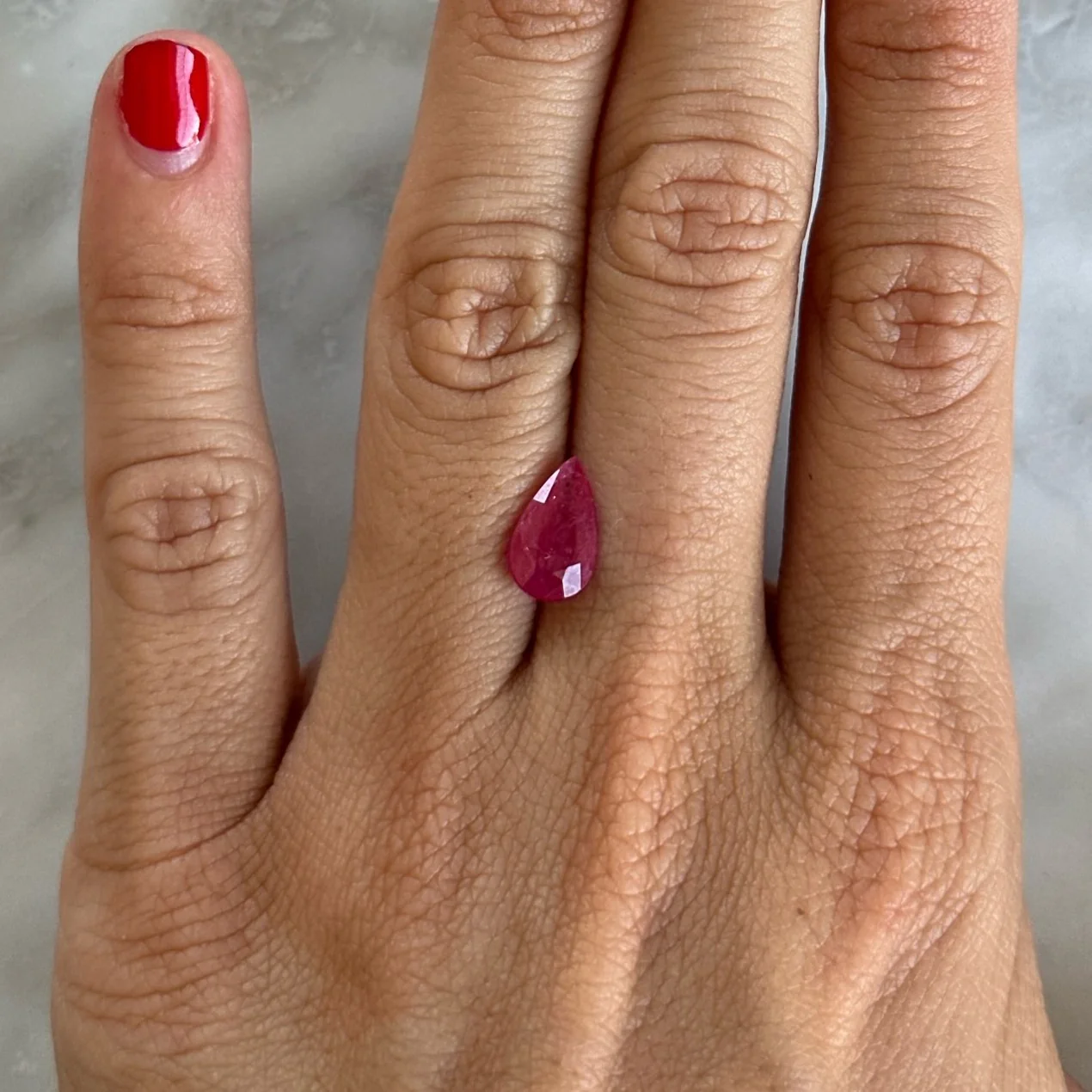 BESPOKE 2.20CT PEAR SHAPED RUBY RING - Image 3