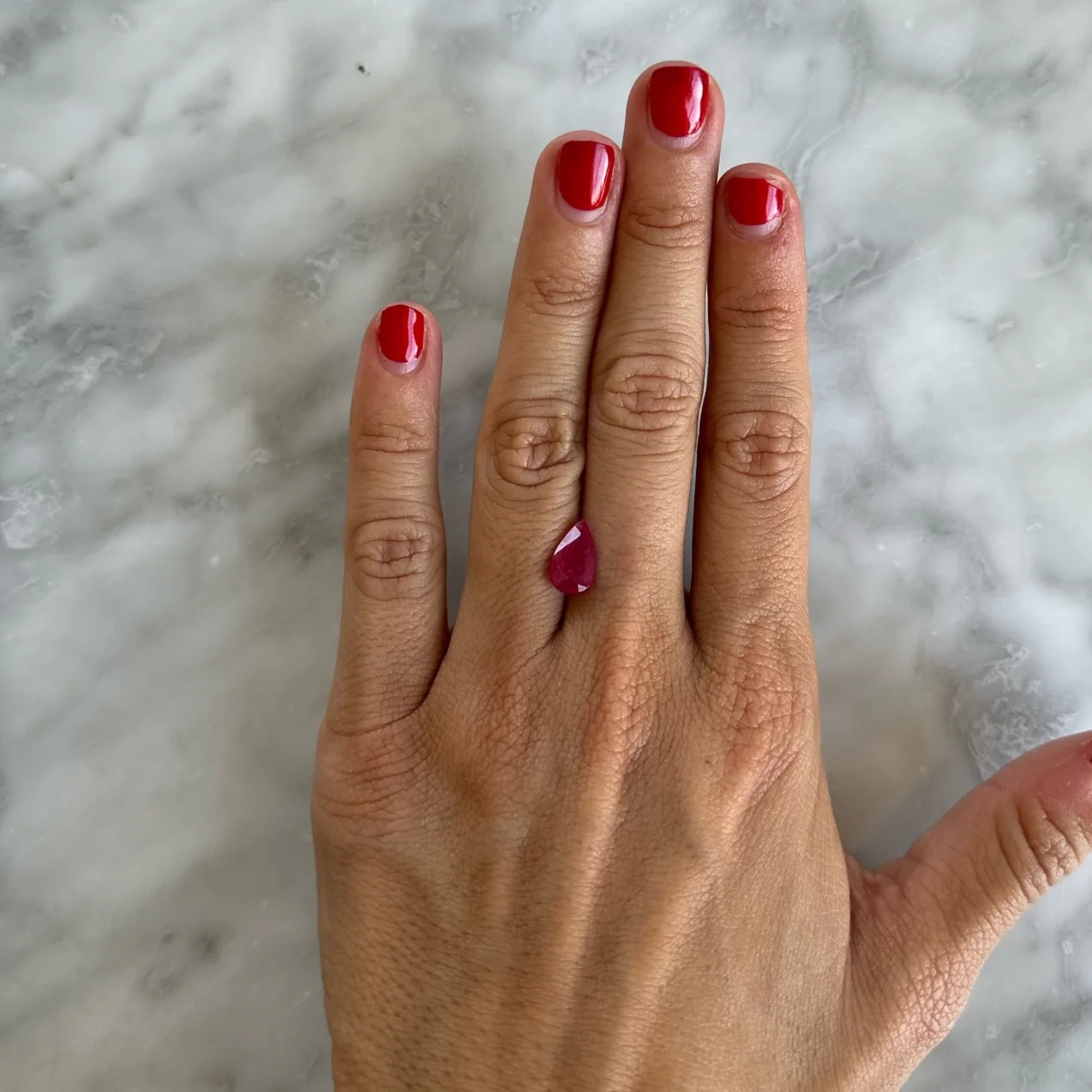 BESPOKE 2.20CT PEAR SHAPED RUBY RING - Image 7