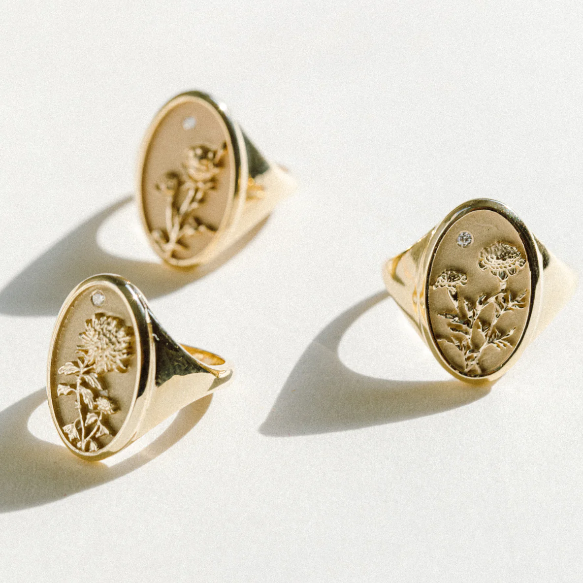 DECEMBER BIRTH FLOWER SIGNET RING - Image 6