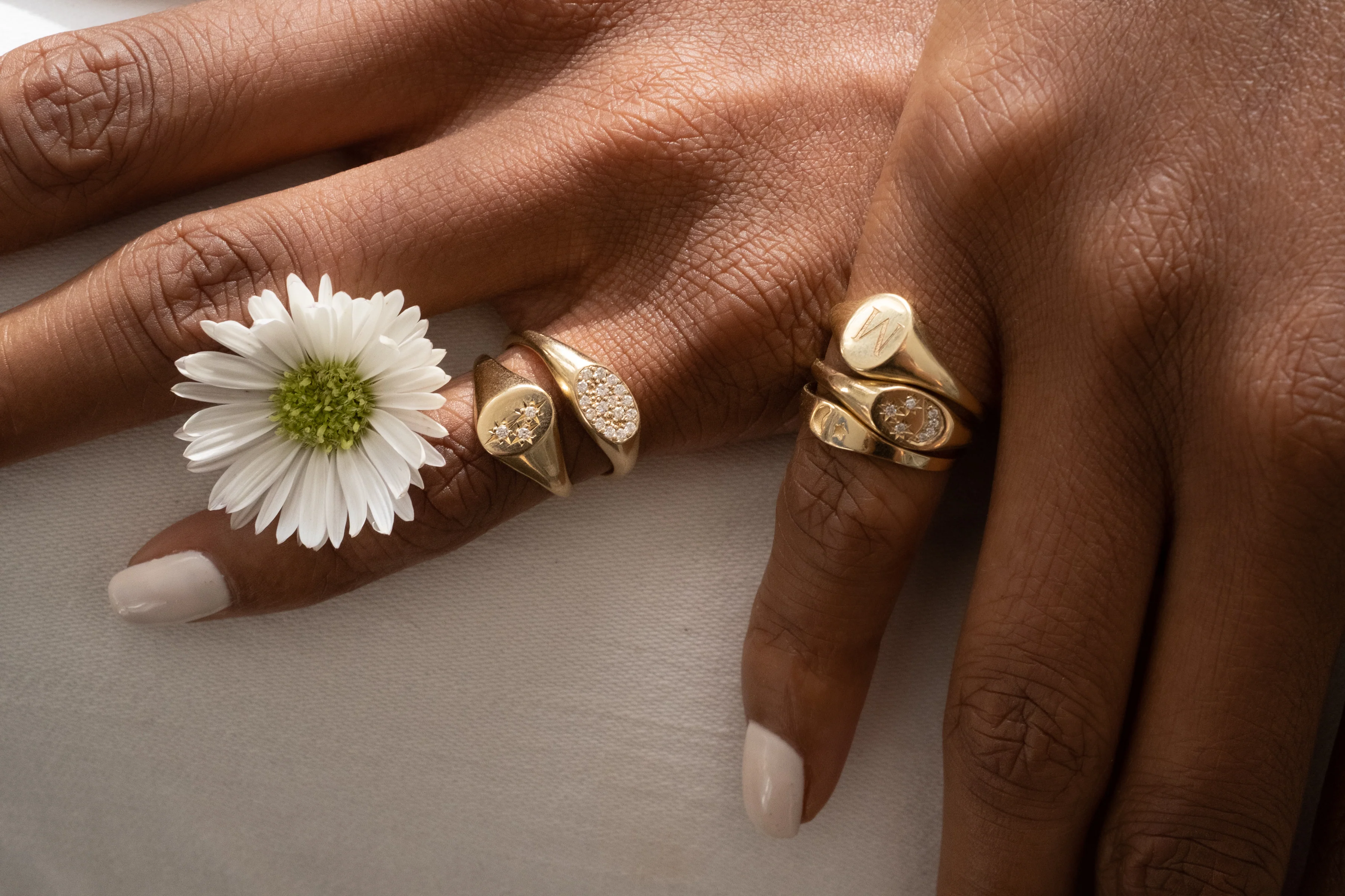 Diamond Pavé Signet Ring - Image 5