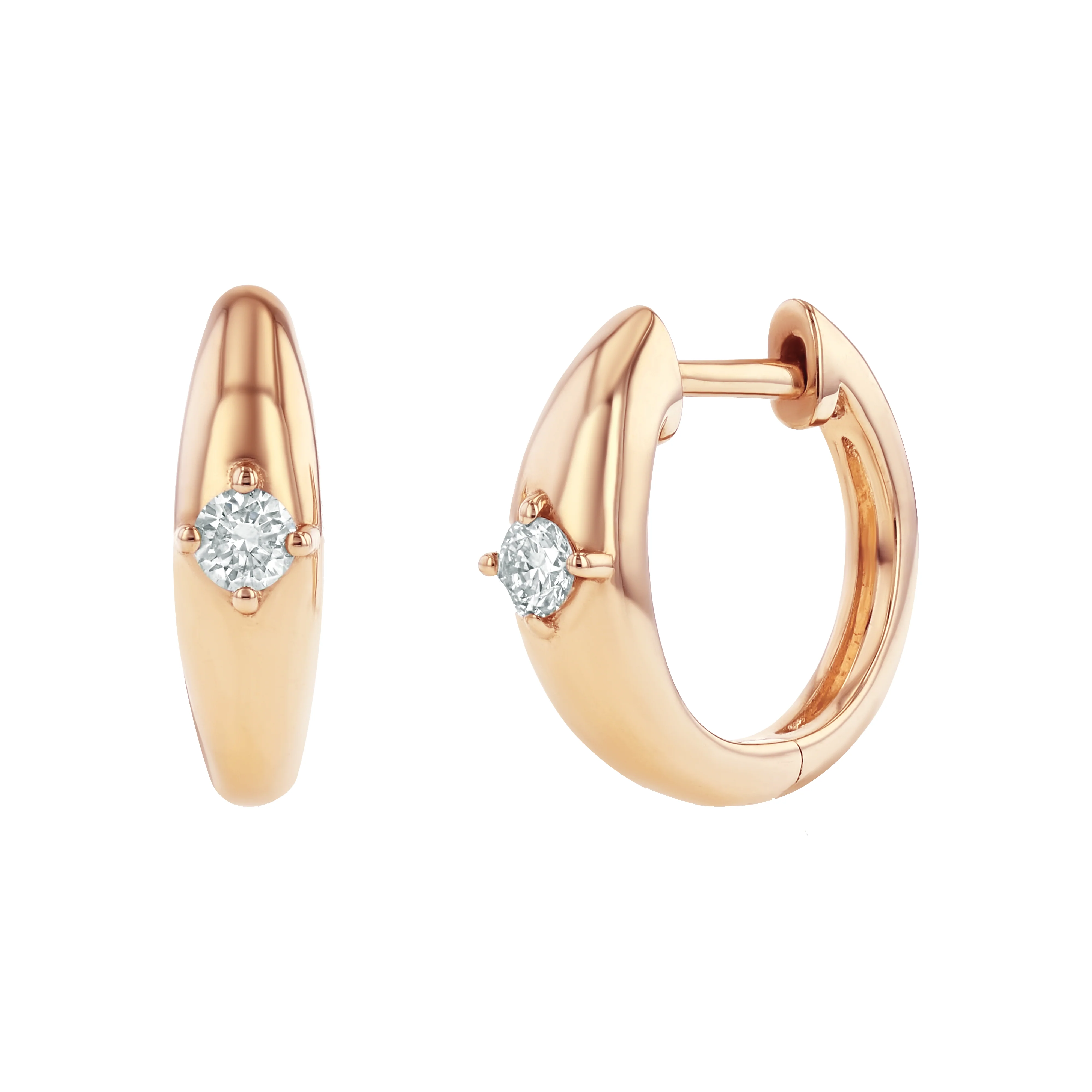 DOME HOOP EARRINGS SOLITAIRE DIAMOND - Image 3