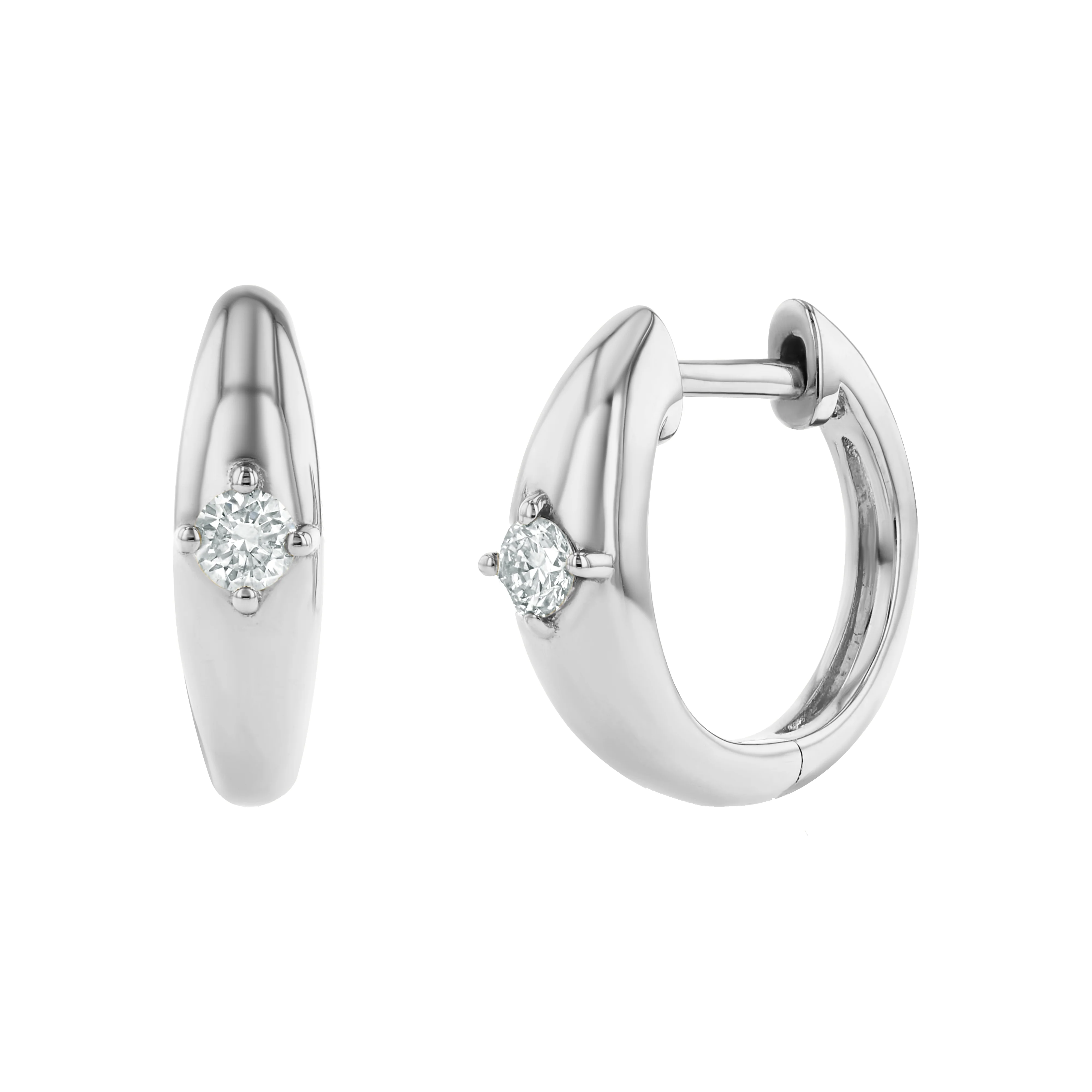 DOME HOOP EARRINGS SOLITAIRE DIAMOND - Image 5