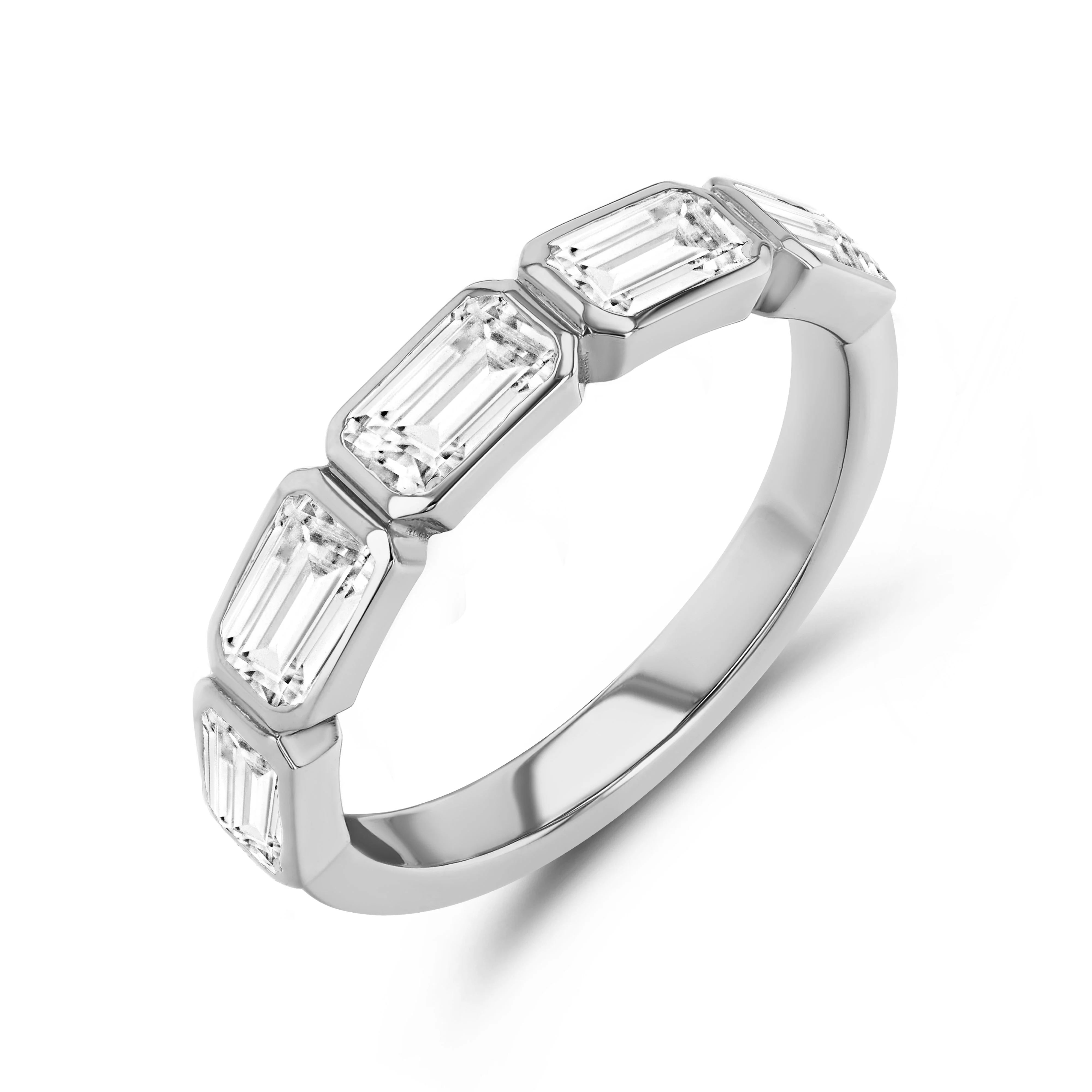 Lab Diamond Emerald Cut Bezel Set Band - Image 3