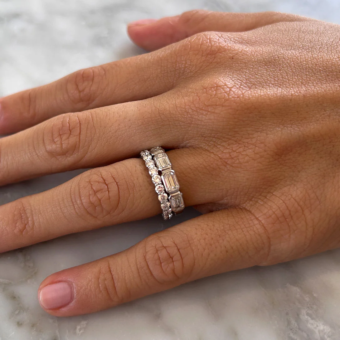 Lab Diamond Emerald Cut Bezel Set Band - Image 4