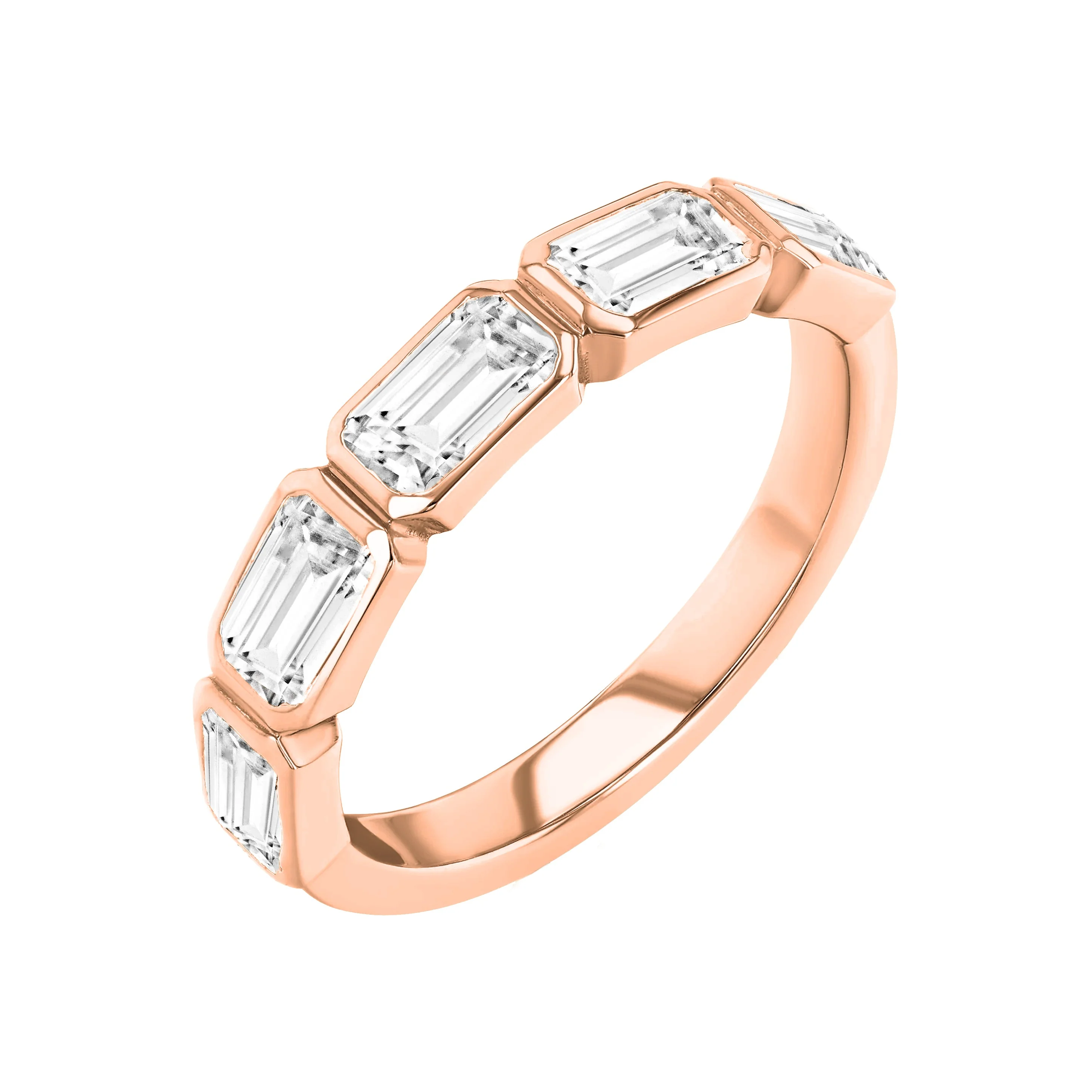 Lab Diamond Emerald Cut Bezel Set Band - Image 5