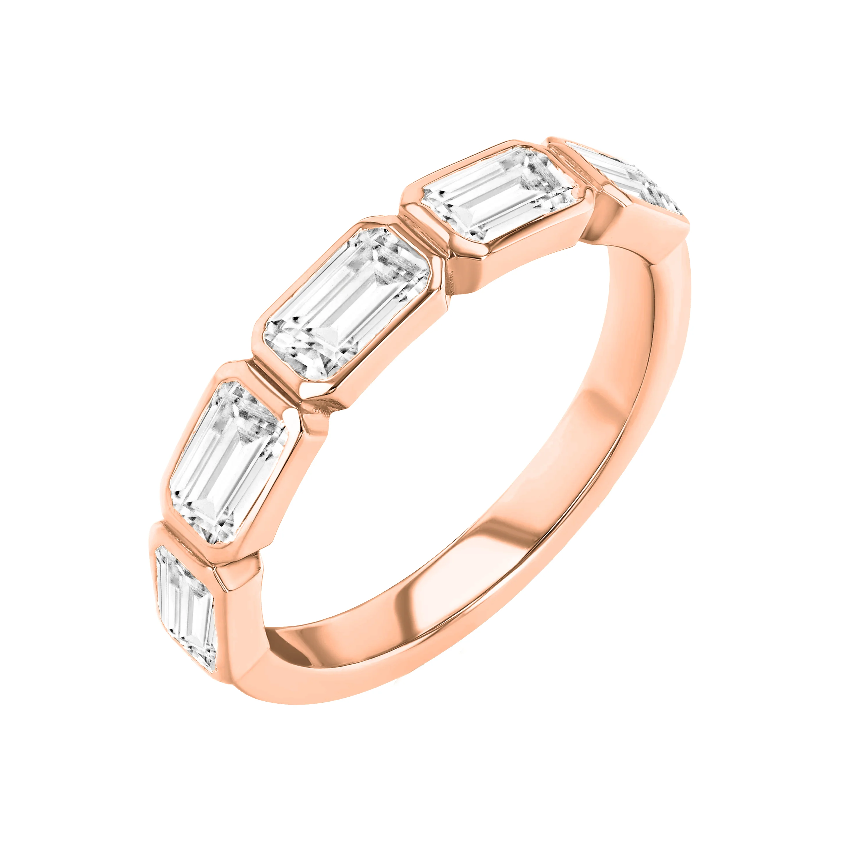 Diamond Emerald Cut Bezel Set Band - Image 5
