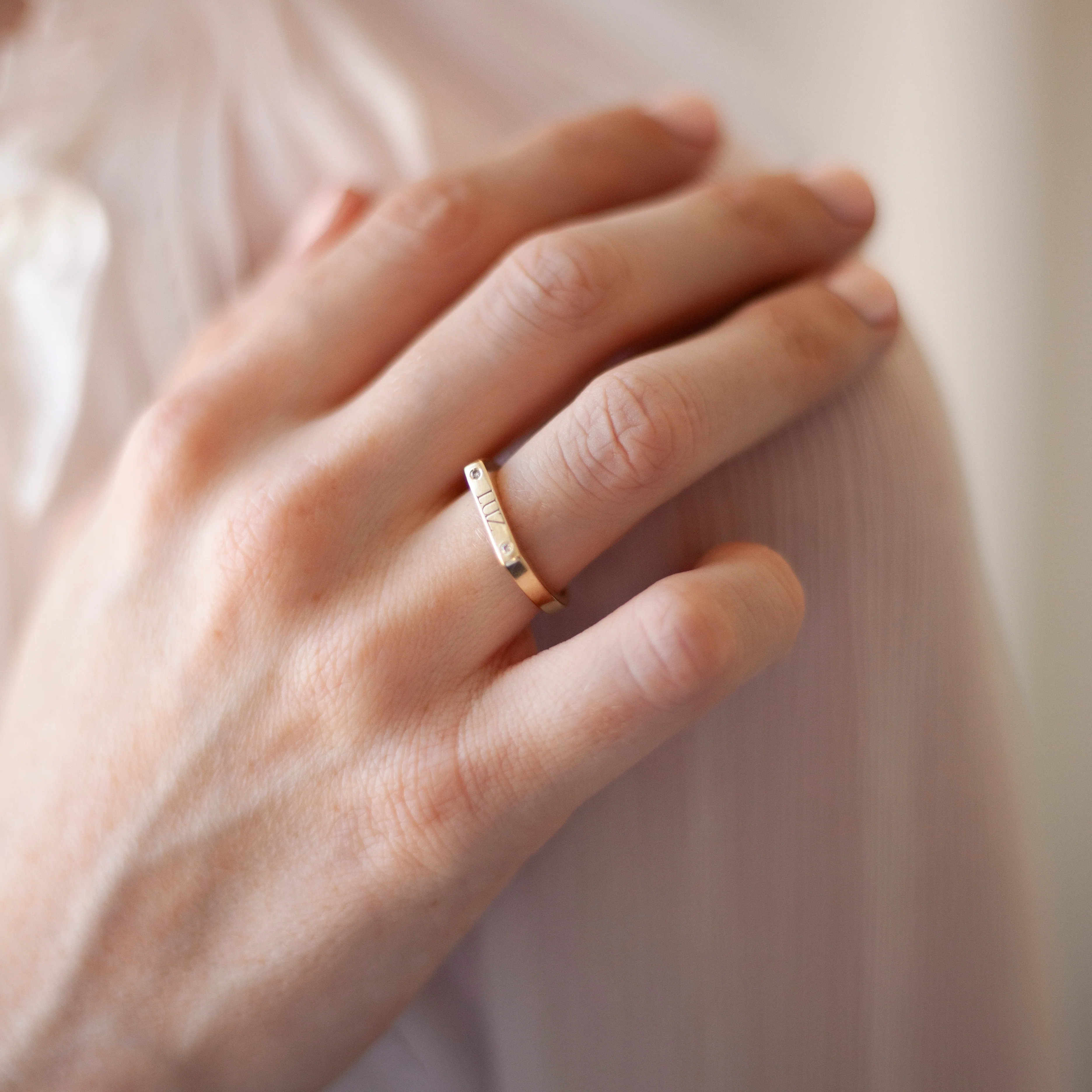 Engraved Bar Signet Ring - Image 3
