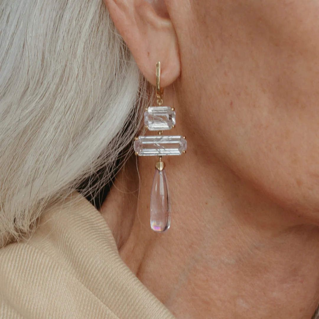 KUNZITE TRIPLE DROP EARRINGS - Image 2