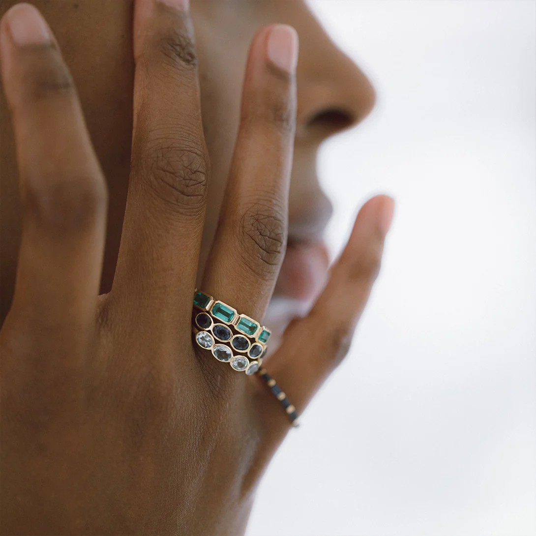 AQUAMARINE OVAL BEZEL RING - Image 5