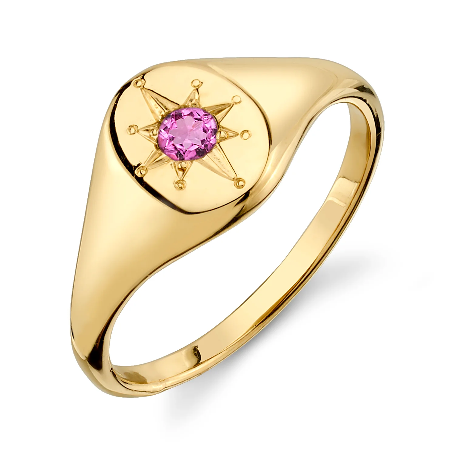 PINK TOURMALINE NORTH STAR SIGNET RING