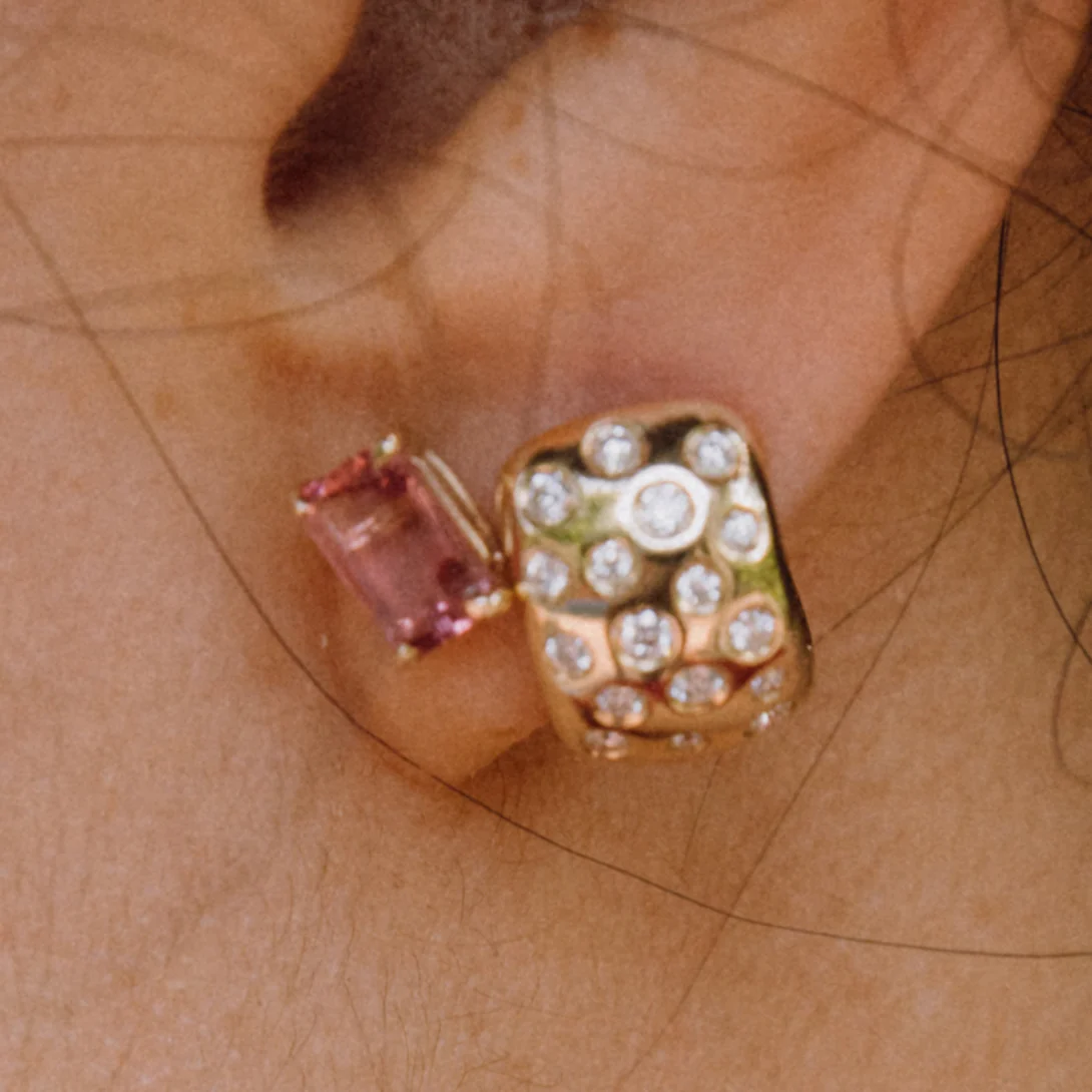 PINK TOURMALINE PRONG SET EARRINGS - Image 2