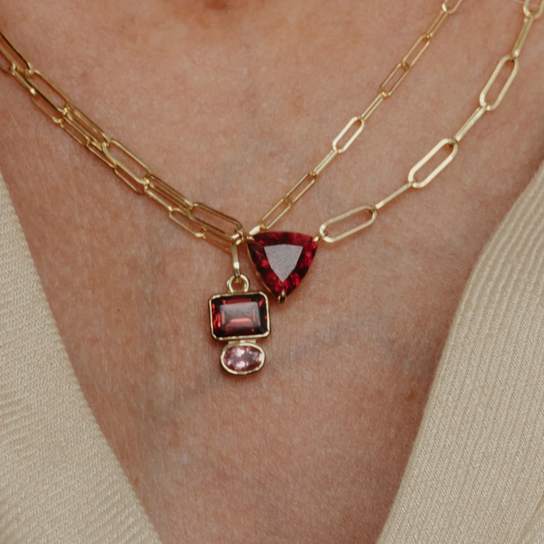 2.70CT PINK TOURMALINE TRILLION NECKLACE - Image 3