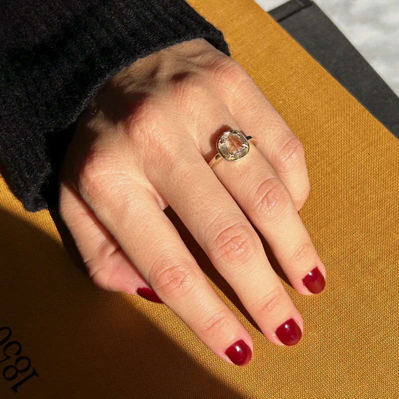 WHITE SAPPHIRE ROSE CUT BASKET RING - Image 3