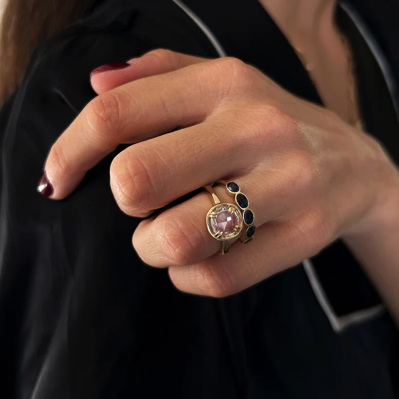 WHITE SAPPHIRE ROSE CUT BASKET RING - Image 4